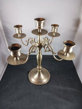 Pewter Candlestick 5 Arm Candelabra 11.5" Vintage By Baldwin Made In USA